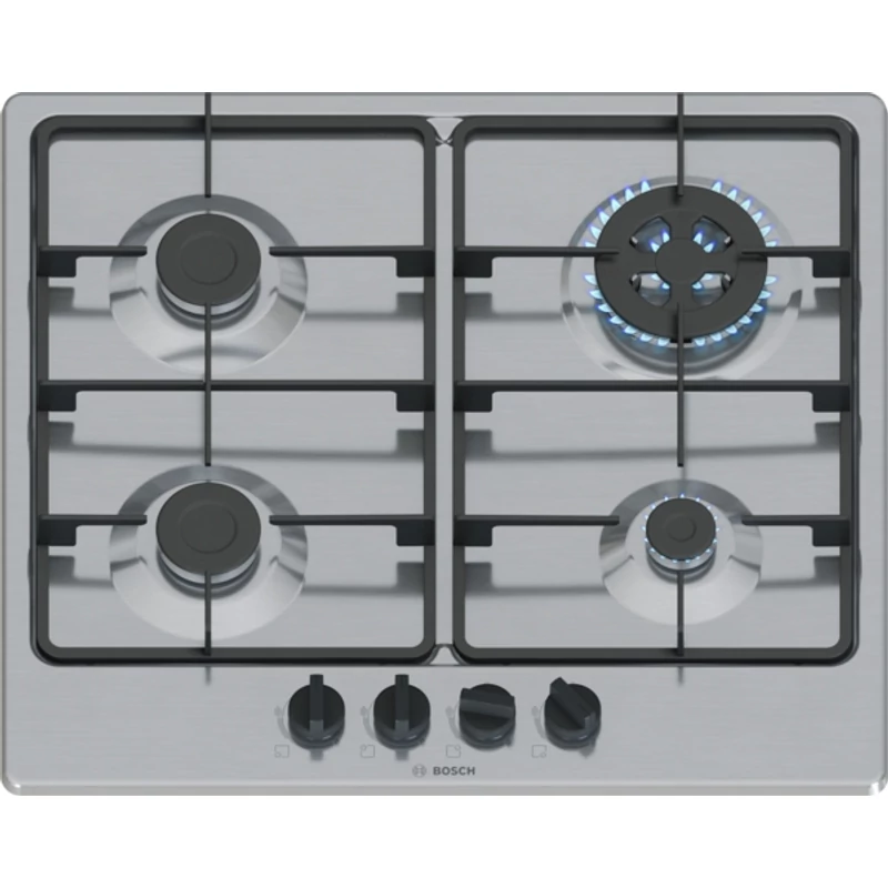 Bosch PGH6B5K60 beépíthető gázfőzőlap nemesacél 60cm Serie4
