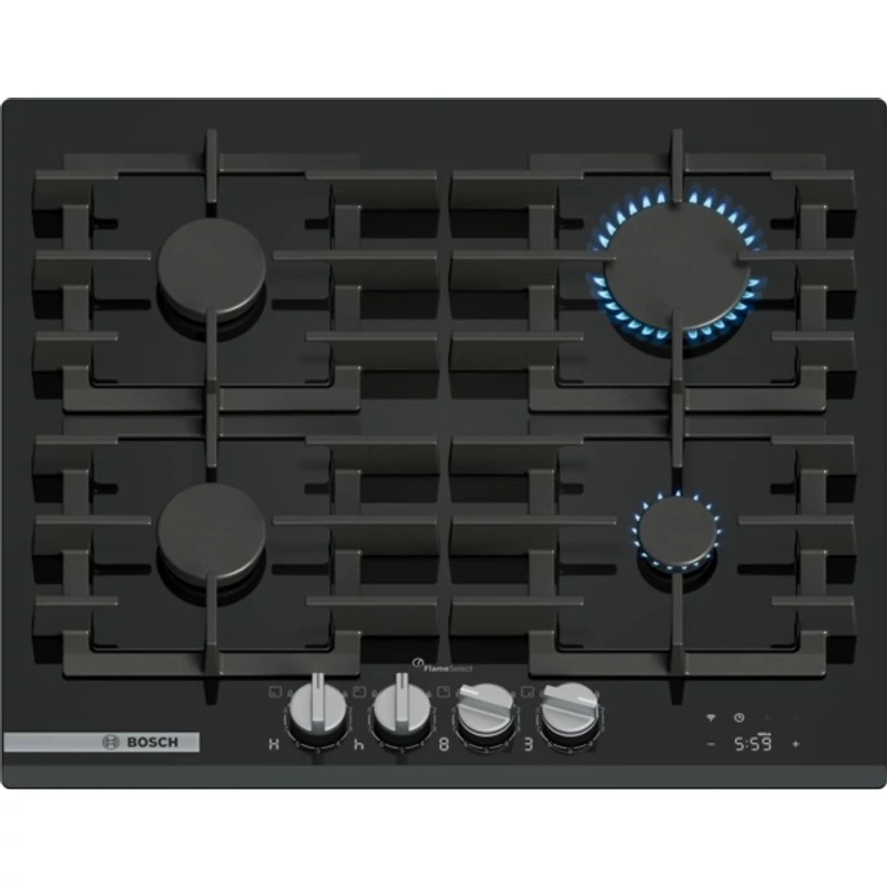 Bosch PRP6A6H40 beépíthető gázfőzőlap edzett üveglapon fekete 60cm Serie8