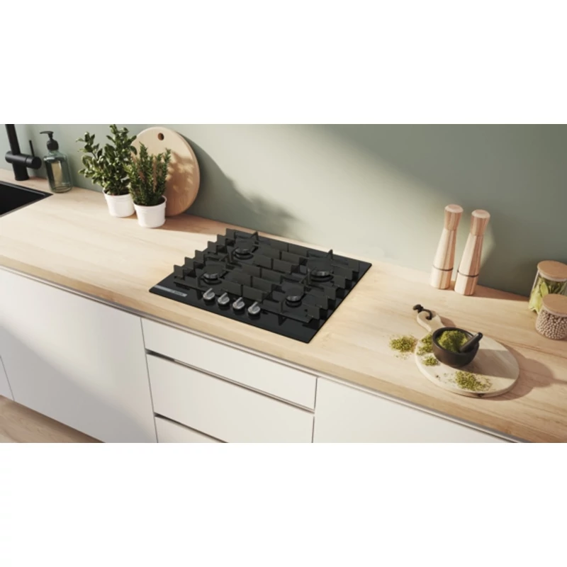 Bosch PRP6A6H40 beépíthető gázfőzőlap edzett üveglapon fekete 60cm Serie8