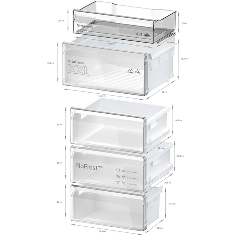 Bosch KGN392I1F szabadonálló alulfagyasztós hűtő inox NoFrost 203x60x65cm Serie4