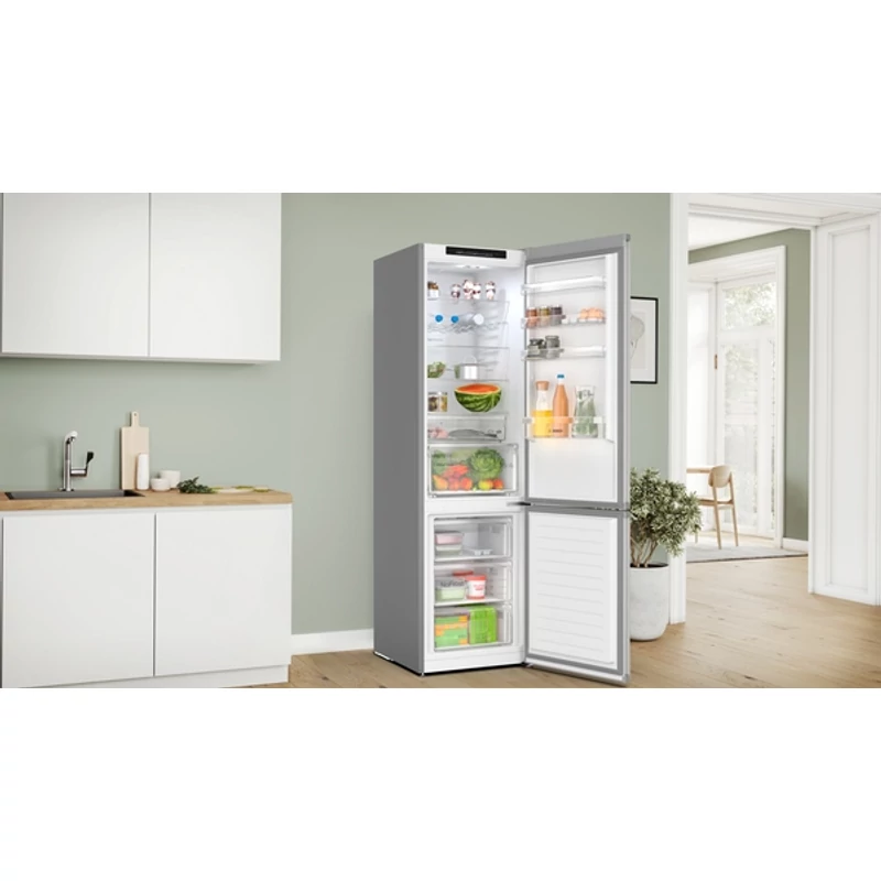 Bosch KGN392LCF szabadonálló alulfagyasztós hűtő szálcsiszolt acél színű Total NoFrost Serie4
