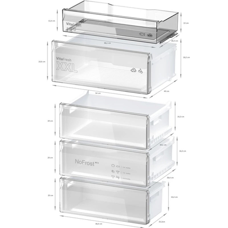 Bosch KGN492IAF szabadonálló alulfagyasztós hűtő nemesacél Total NoFrost 203x70x67cm Serie4