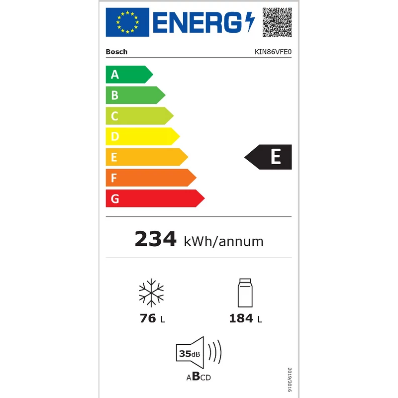 Bosch KIN86VFE0 beépíthető alulfagyasztós hűtőszekrény NoFrost 178cm Serie4
