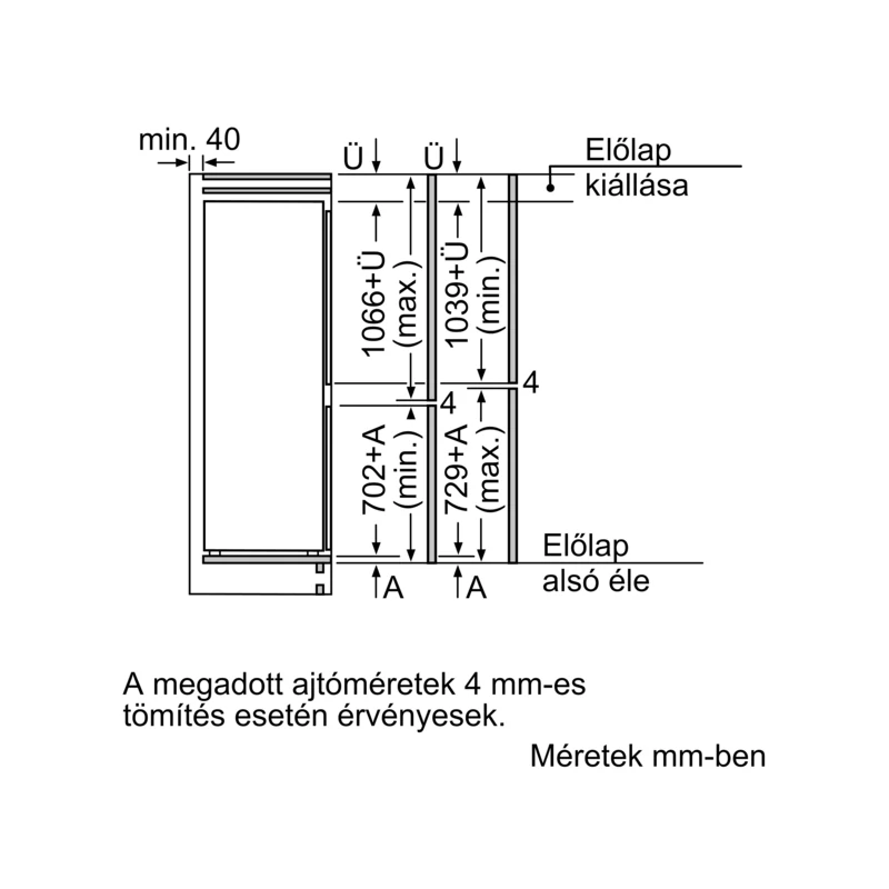Bosch KIN86VFE0 beépíthető alulfagyasztós hűtőszekrény NoFrost 178cm Serie4
