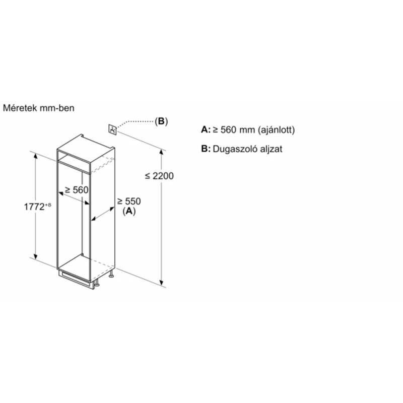 Bosch KIN86VFE0 beépíthető alulfagyasztós hűtőszekrény NoFrost 178cm Serie4