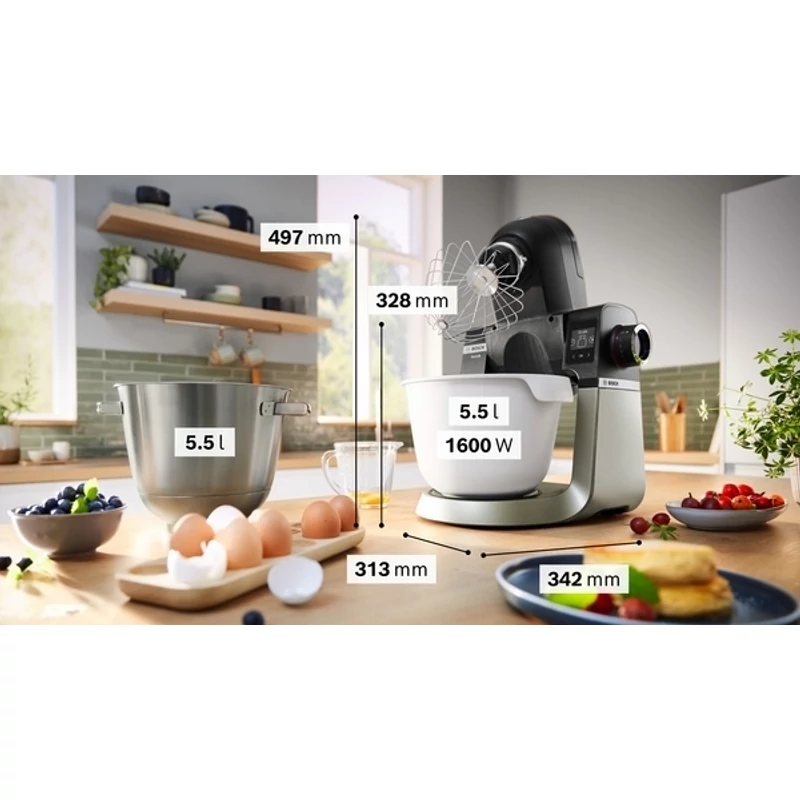 Bosch MUMS6ZS23D konyhai robotgép mérleggel 1600W fekete-szálcsiszolt acél Serie6