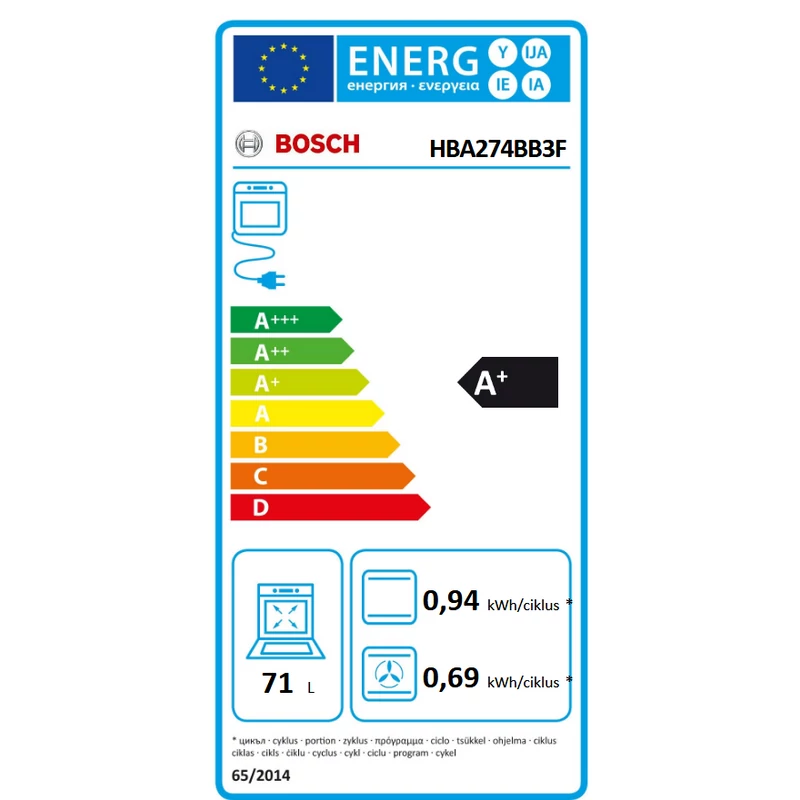 Bosch HBA274BB3F beépíthető sütő pirolítikus fekete Serie4