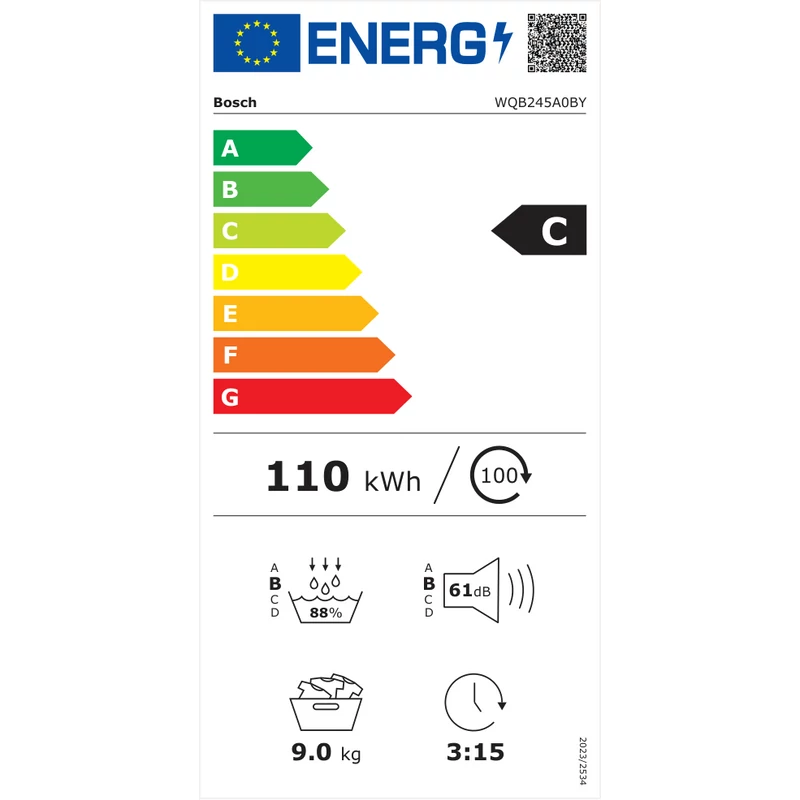 Bosch WQB245A0BY hőszivattyús szárítógép Home Connect fekete-inox ajtó 9kg Serie8