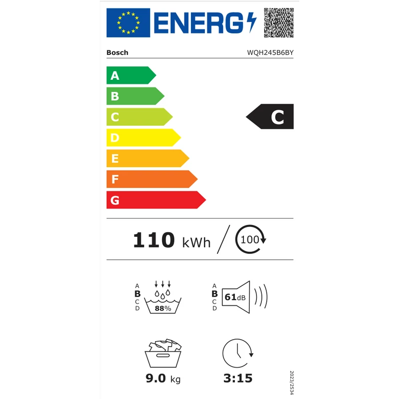 Bosch WQH245B6BY hőszivattyús szárítógép fekete ajtó 9kg Serie6