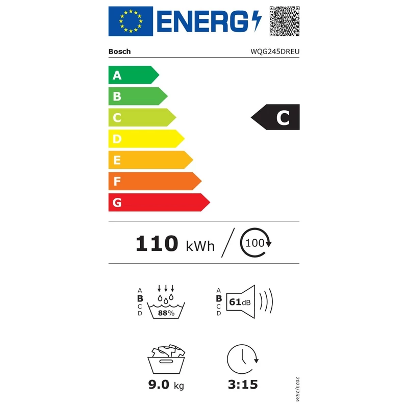 Bosch WQG245DREU hőszivattyós szárítógép sötétszürke kivitel 9kg Serie6