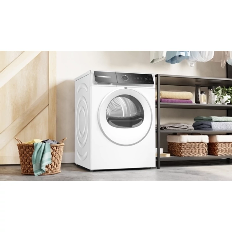 Bosch WRB247CEBY hőszivattyús szárítógép Home Connect fehér-inox ajtó A osztály 9kg Serie8