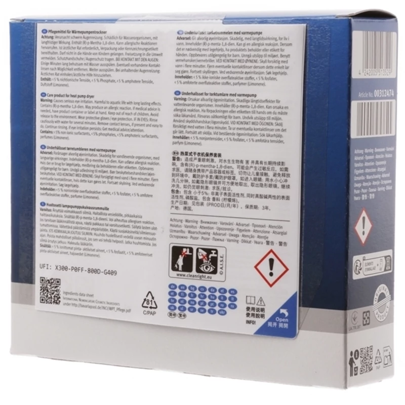 Bosch 00312474 karbantartó csomag hőszivattyús szárítógépekhez 4x125ml