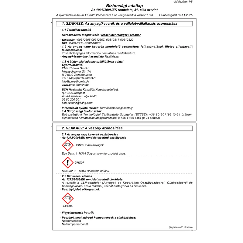 Bosch 00312507 mosógép tisztítószer 4x200gr