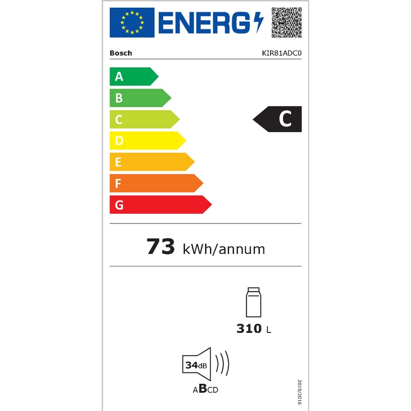 Bosch KIR81ADC0 beépíthető hűtőszekrény egyajtós 177cm 310L Serie6