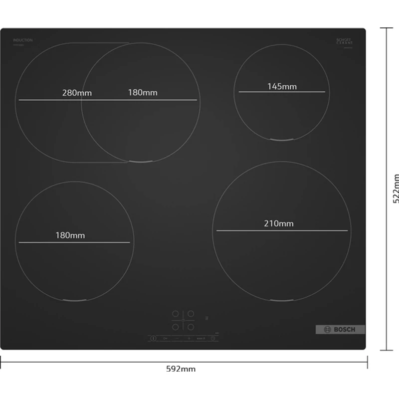 Bosch PIF61ABB5E beépíthető indukciós főzőlap Matt Design felület 60cm Serie4