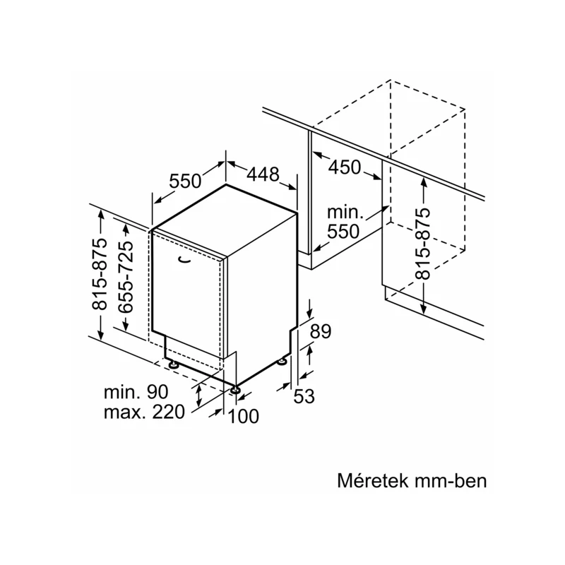 Bosch SPV2HMX02E teljesen beépíthető mosogatógép 45cm Serie2