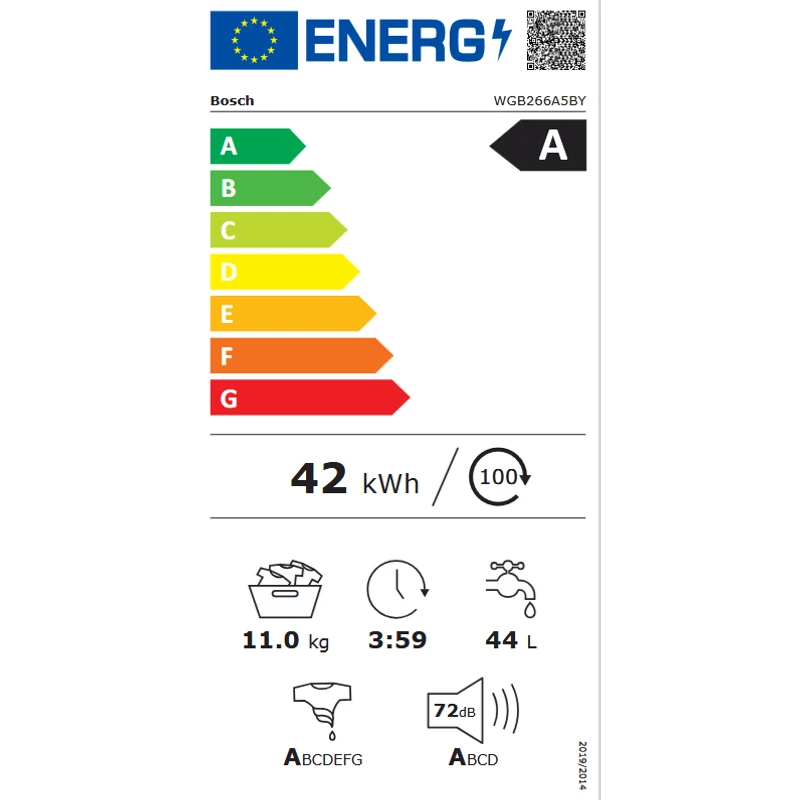 Bosch WGB266A5BY elöltöltős mosógép i-DOS IronAssist 11kg 1600f/p Serie8