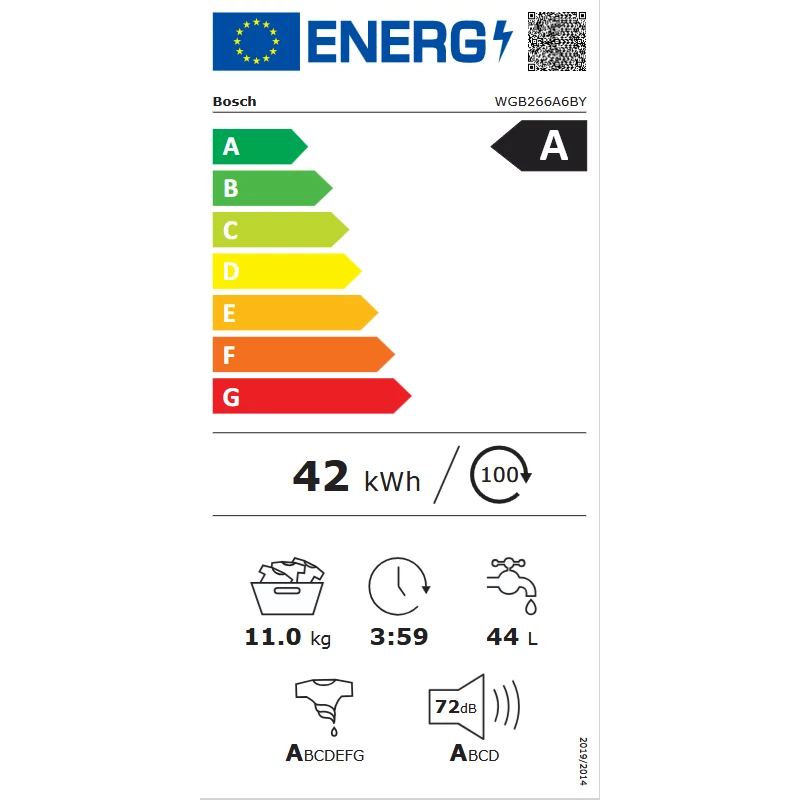 Bosch WGB266A6BY Exclusiv elöltöltős mosógép i-DOS IronAssist 11kg 1600f/p Serie8