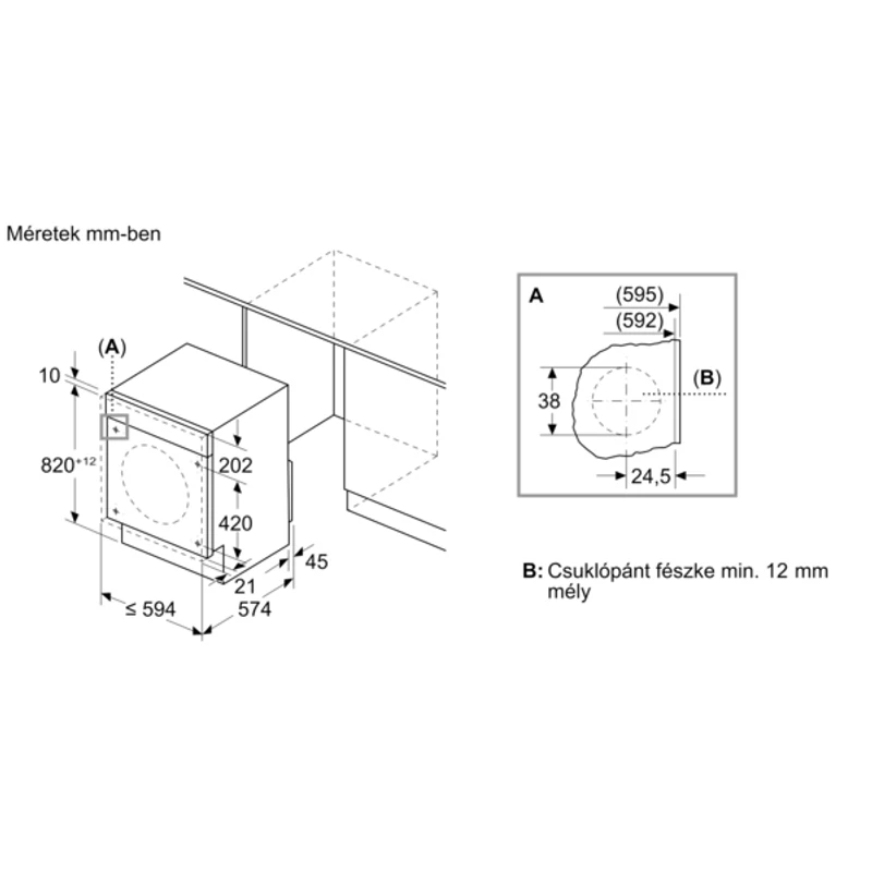 Bosch WKD28490EU beépíthető mosó-szárítógép 8/5kg 1400f/p Serie6