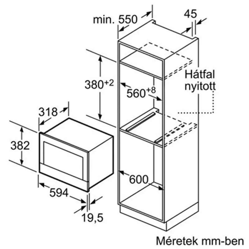 Bosch BFL634GW1 beépíthető mikrohullámú sütő