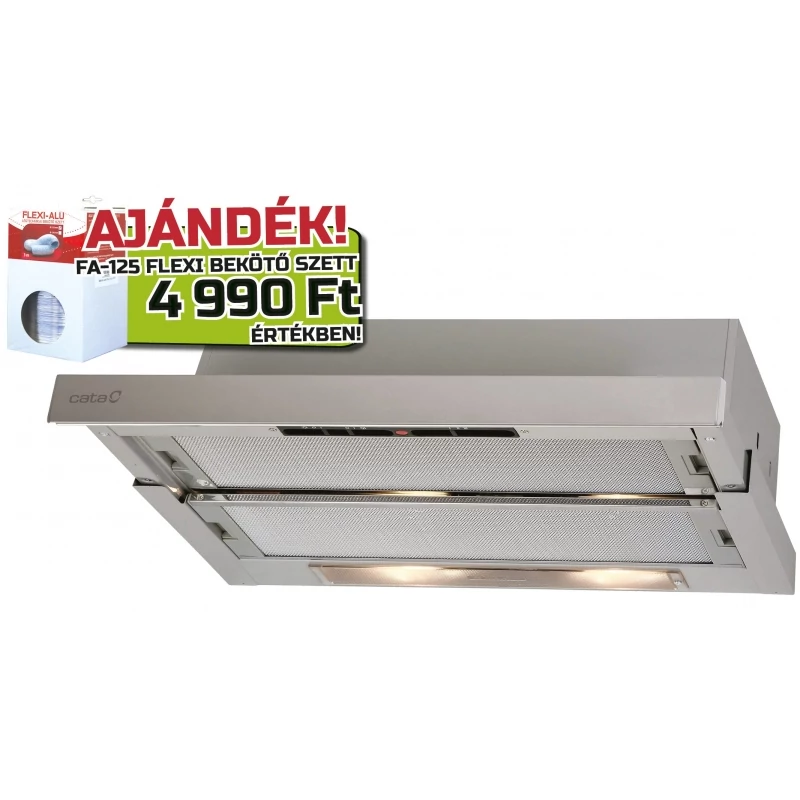 CATA Beépíthető Teleszkópos Páraelszívó TF-5260 LED Alu