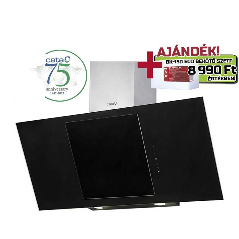 Cata CERES 900 fekete halogén fali páraelszívó + BK150 ECO bekötő szett 02059200sz