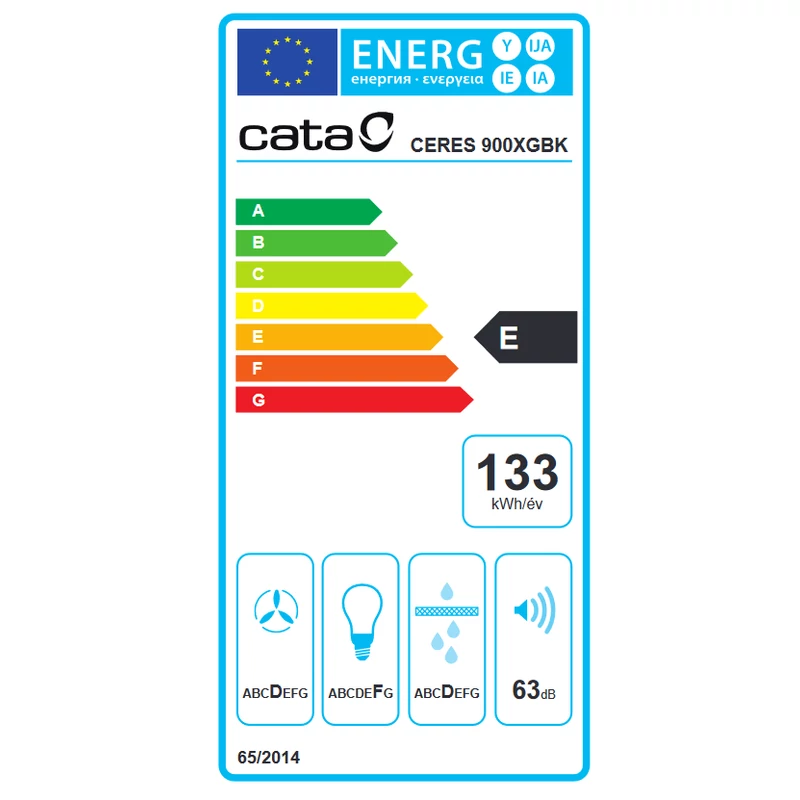 Cata CERES 900 fekete halogén fali páraelszívó + BK150 ECO bekötő szett 02059200sz