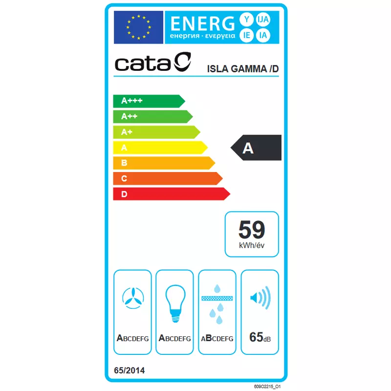 Cata ISLA GAMMA GLASS/X LED sziget páraelszívó inox 90cm