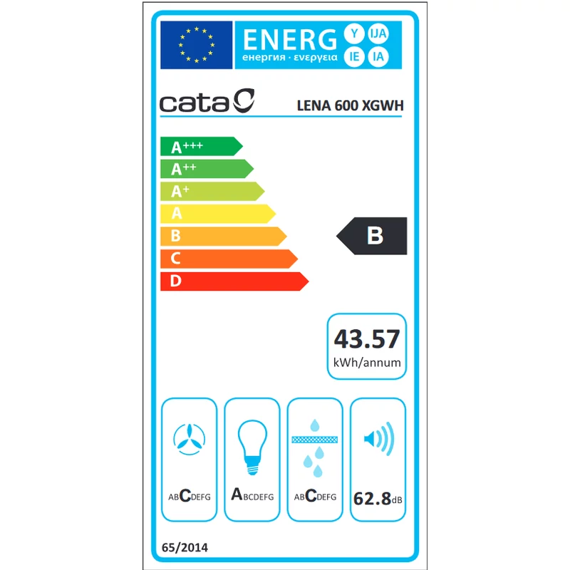 Cata Lena 600 XGWH fehér fali döntött páraelszívó + BK150ECO