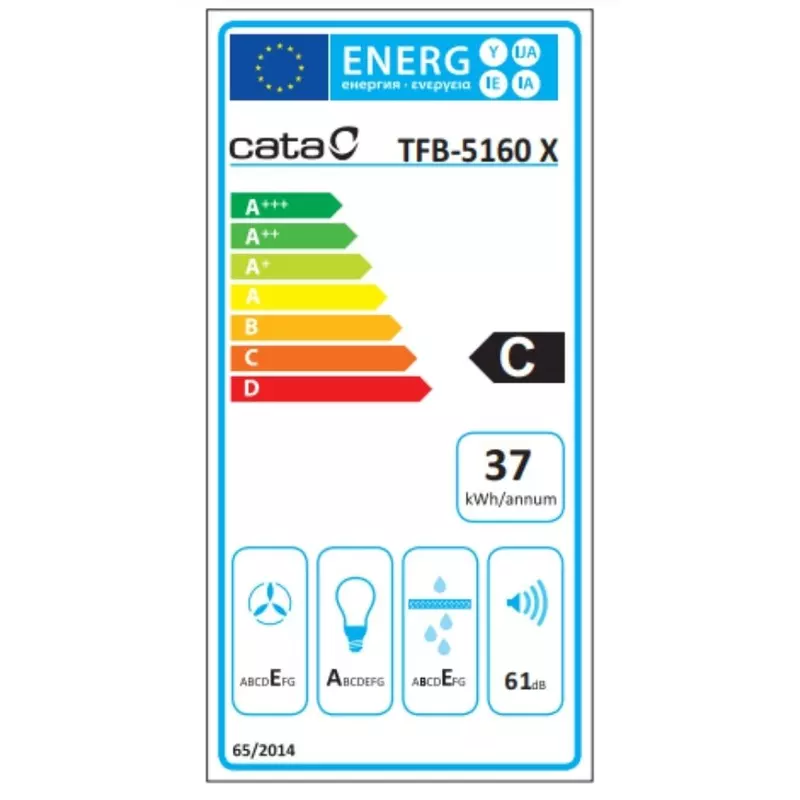 Cata TFB-5160 BK teleszkópos beépíthető páraelszívó fekete 60cm