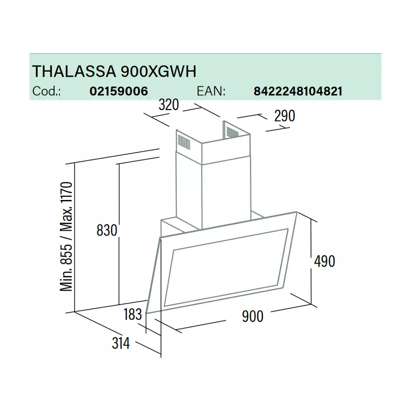 Cata THALASSA 900 XGWH/F fehér páraelszívó fali