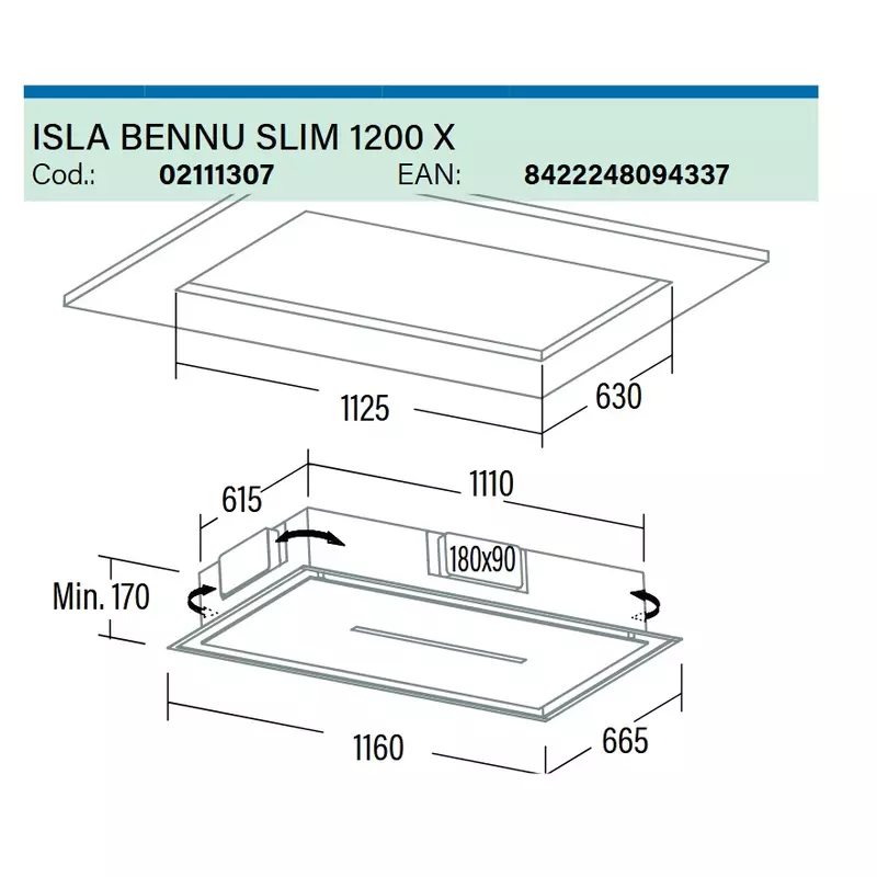 Cata Páraelszívó ISLA BENNU SLIM 1200 inox