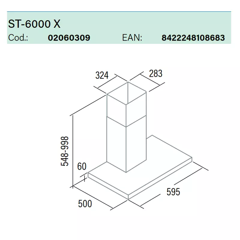 Cata ST-6000 X fali páraelszívó inox 60cm