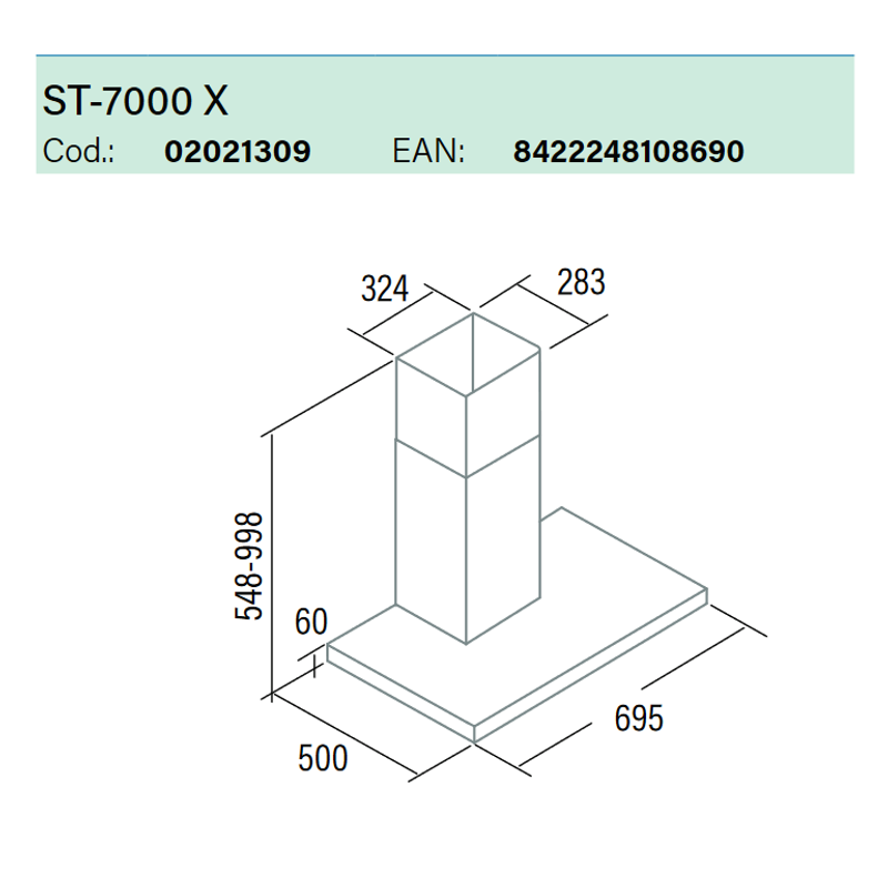 Cata ST-7000 X fali páraelszívó inox 70cm