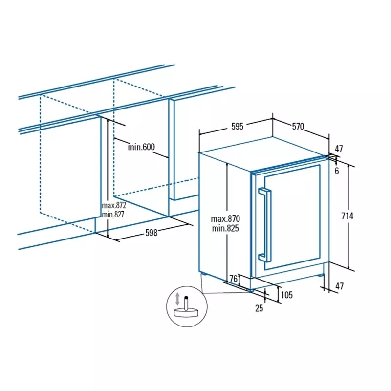 Cata VI-59082 X beépíthető borhűtő inox 46 palackos