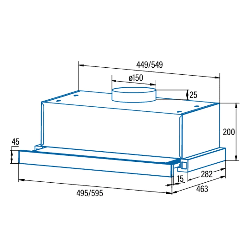 Cata TFB-5150 X/A  teleszkópos beépíthető páraelszívó inox 50cm