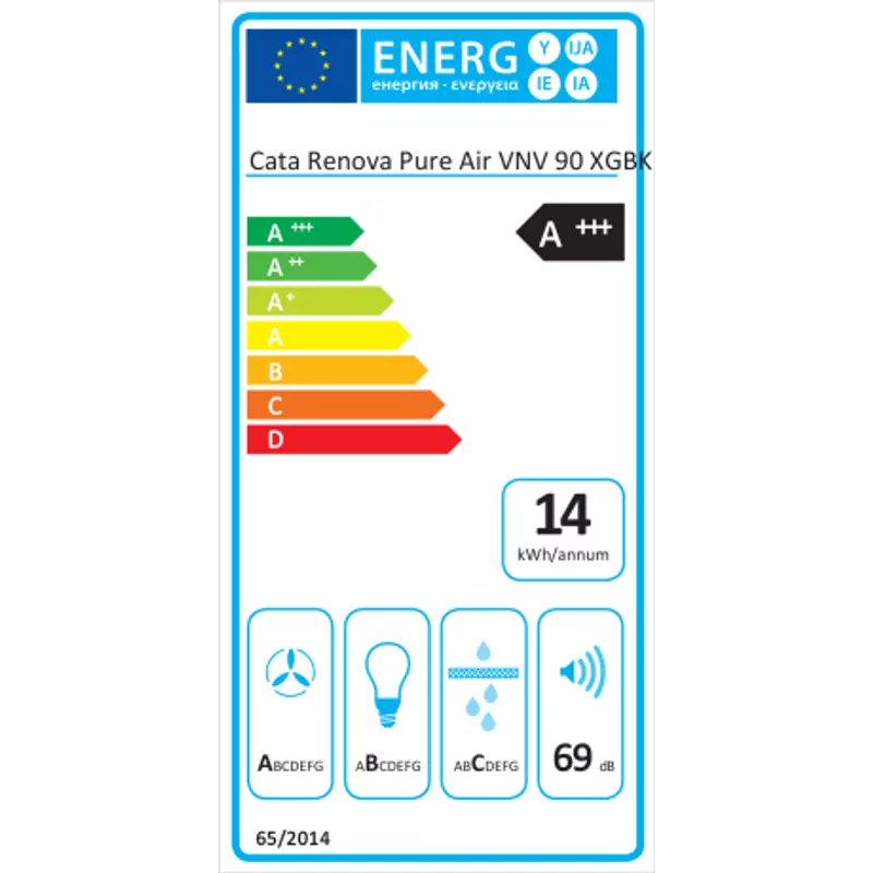 Cata RENOVA PURE AIR VNV90 XGBK fali páraelszívó fekete 90cm