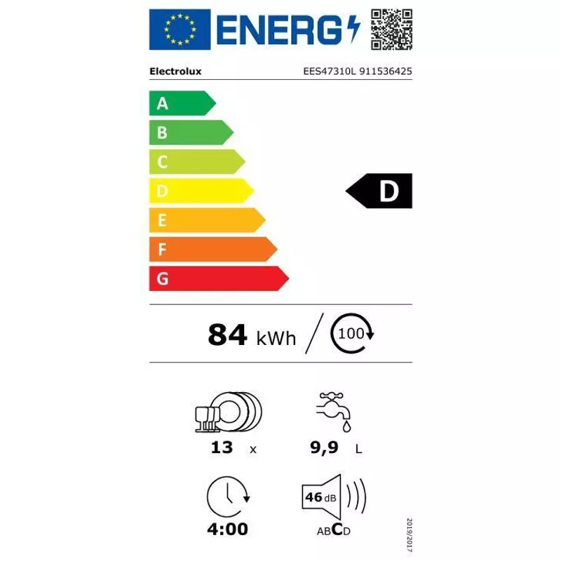 Electrolux EES47310L Beépíthető mosogatógép, 13 teríték, AirDry, Quickselect kezelőpanel