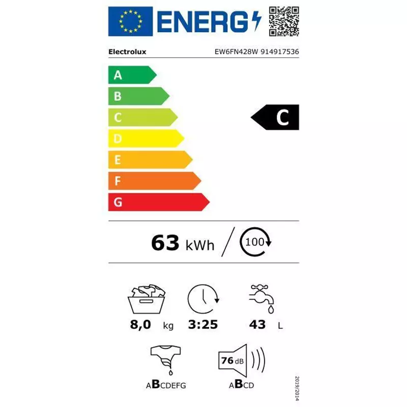 Electrolux EW6FN428W elöltöltős mosógép 8kg