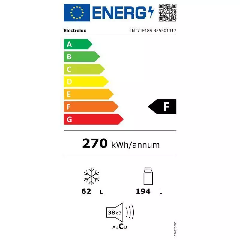 Electrolux LNT7TF18S Beépíthető kombinált hűtőszekrény, NoFrost, 177 cm