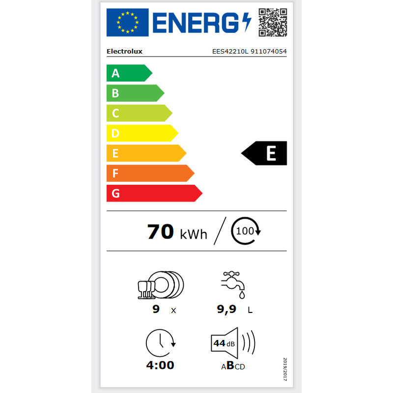 Electrolux EES42210L Beépíthető keskeny mosogatógép, 9 teríték, AirDry, Quickselect kezelőpanel