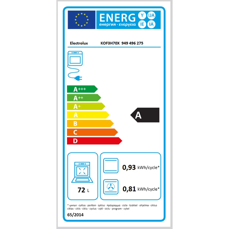 Electrolux KOF3H70X SurroundCook beépíthető sütő, LED kijelző