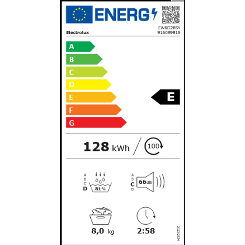 Electrolux EW6D285Y GentleCare Hőszivattyús szárítógép, 8 kg