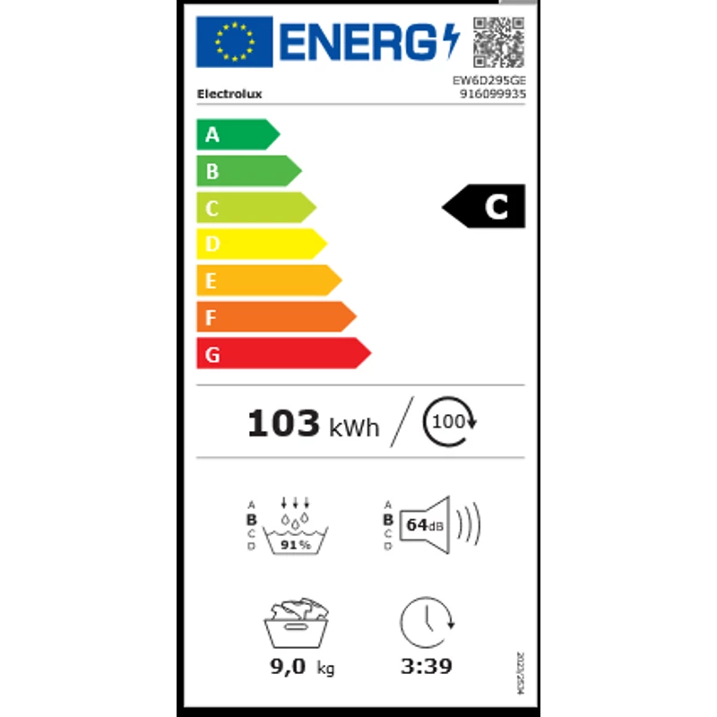 Electrolux EW6D295GE GentleCare Hőszivattyús szárítógép, 9 kg