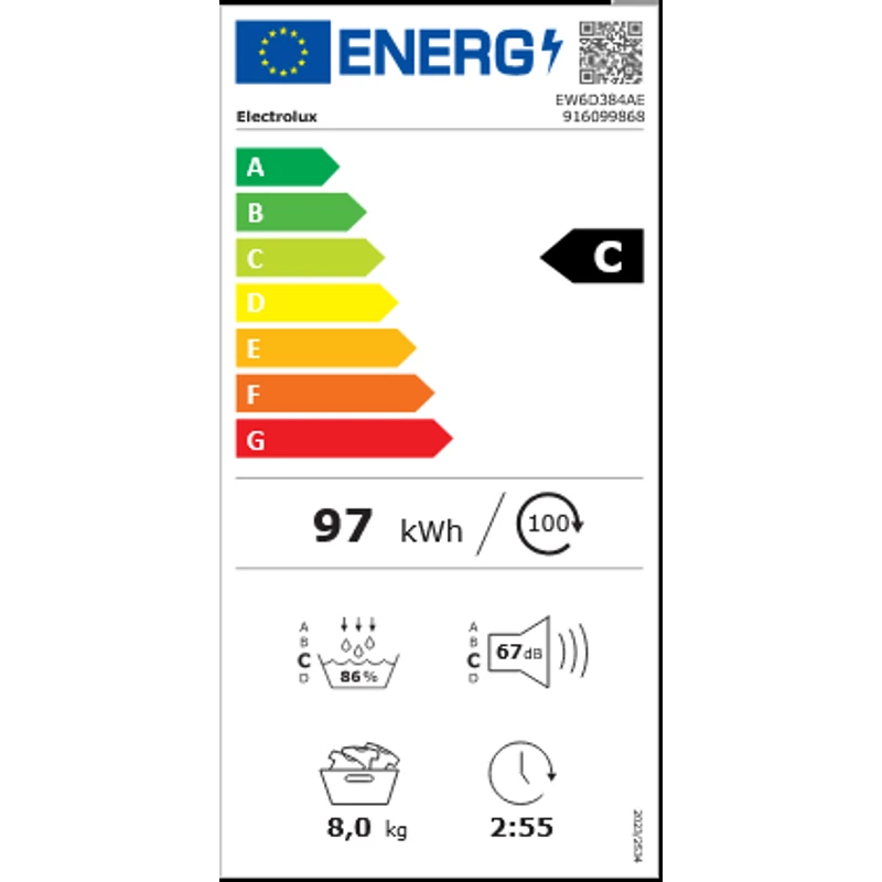 Electrolux EW6D384AE GentleCare Hőszivattyús szárítógép, 8 kg