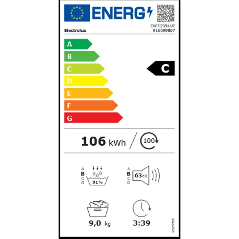 Electrolux EW7D394UE DelicateCare Hőszivattyús szárítógép, 9 kg