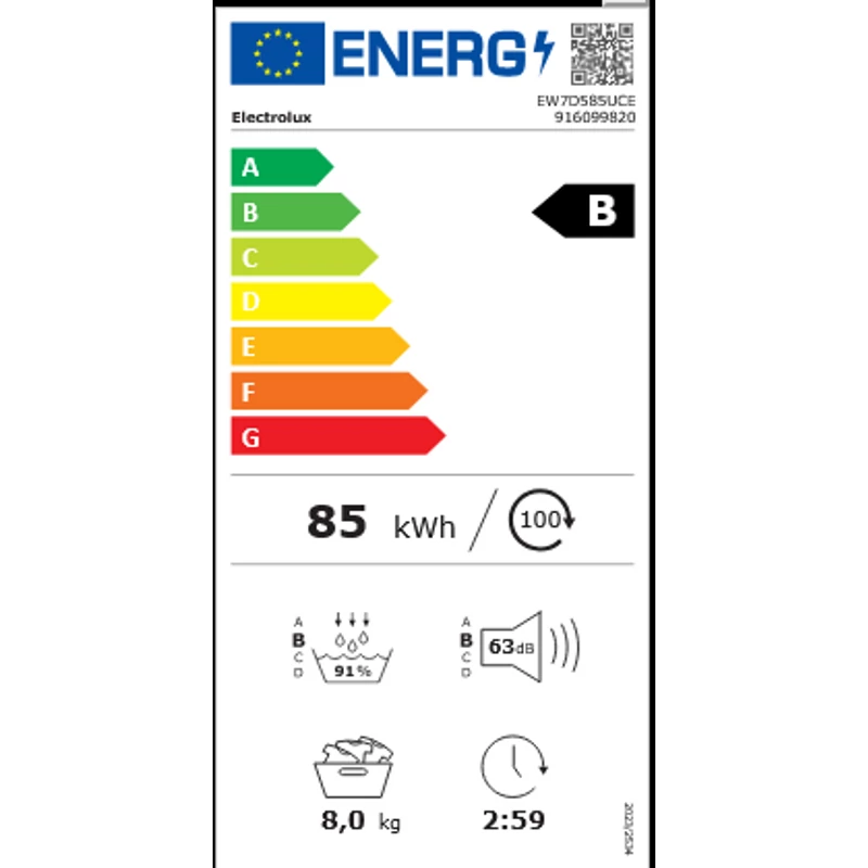 Electrolux EW7D585UCE DelicateCare Hőszivattyús szárítógép, 8 kg, Wifi