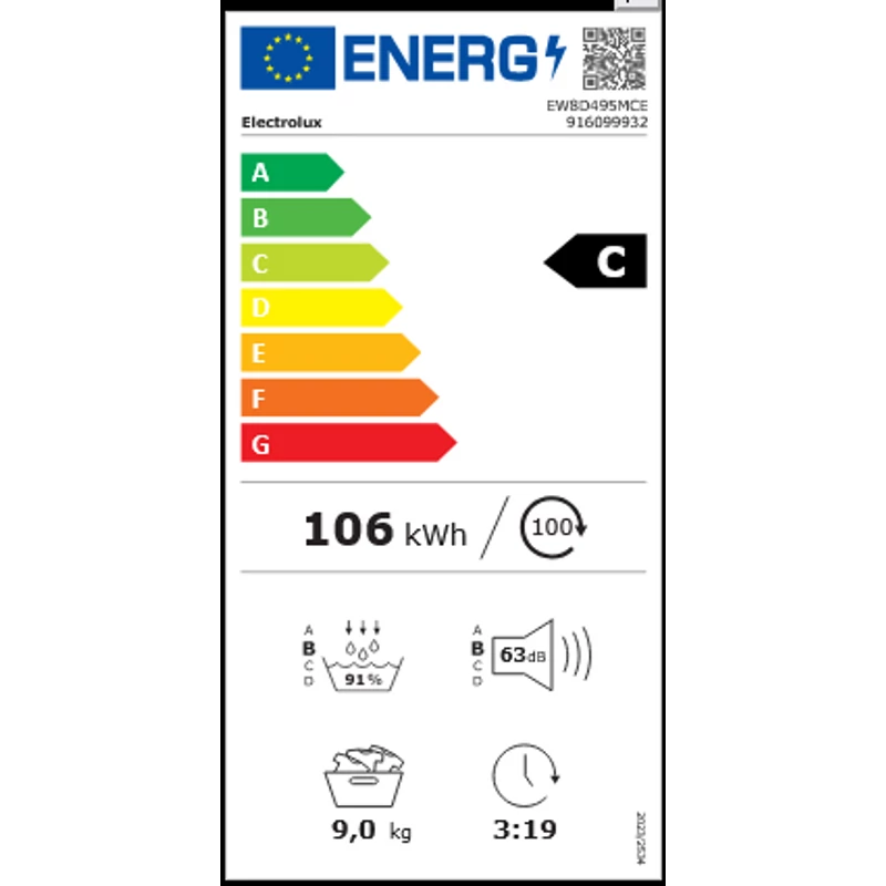Electrolux EW8D495MCE UltraCare Hőszivattyús szárítógép, 9 kg, Wifi
