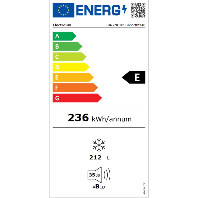 Electrolux EUN7NE18S beépíthető fagyasztószekrény NoFrost 212L 177cm