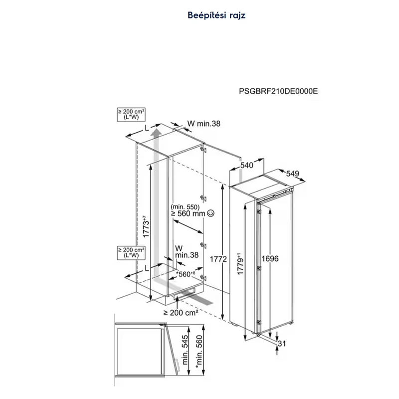 Electrolux EUN7NE18S beépíthető fagyasztószekrény NoFrost 212L 177cm